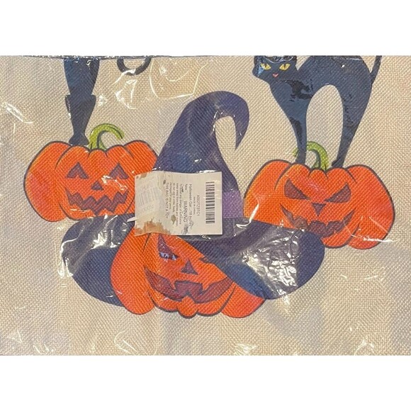Halloween Garden Flag Trick or Treat Black Cat Pumpkins Double Sided Burlap - Picture 5 of 8